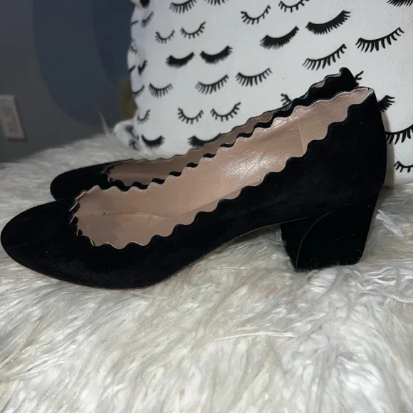 Chloe Black Scalloped Flats - Picture 3 of 5